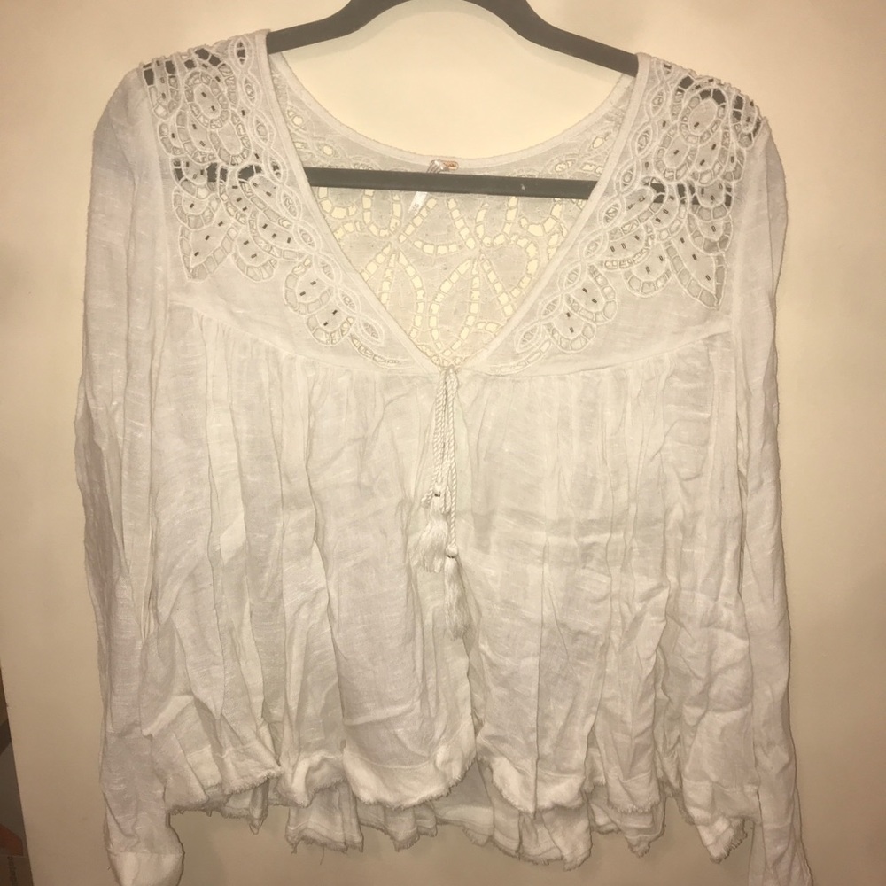 Free people flowy long sleeve beaded top